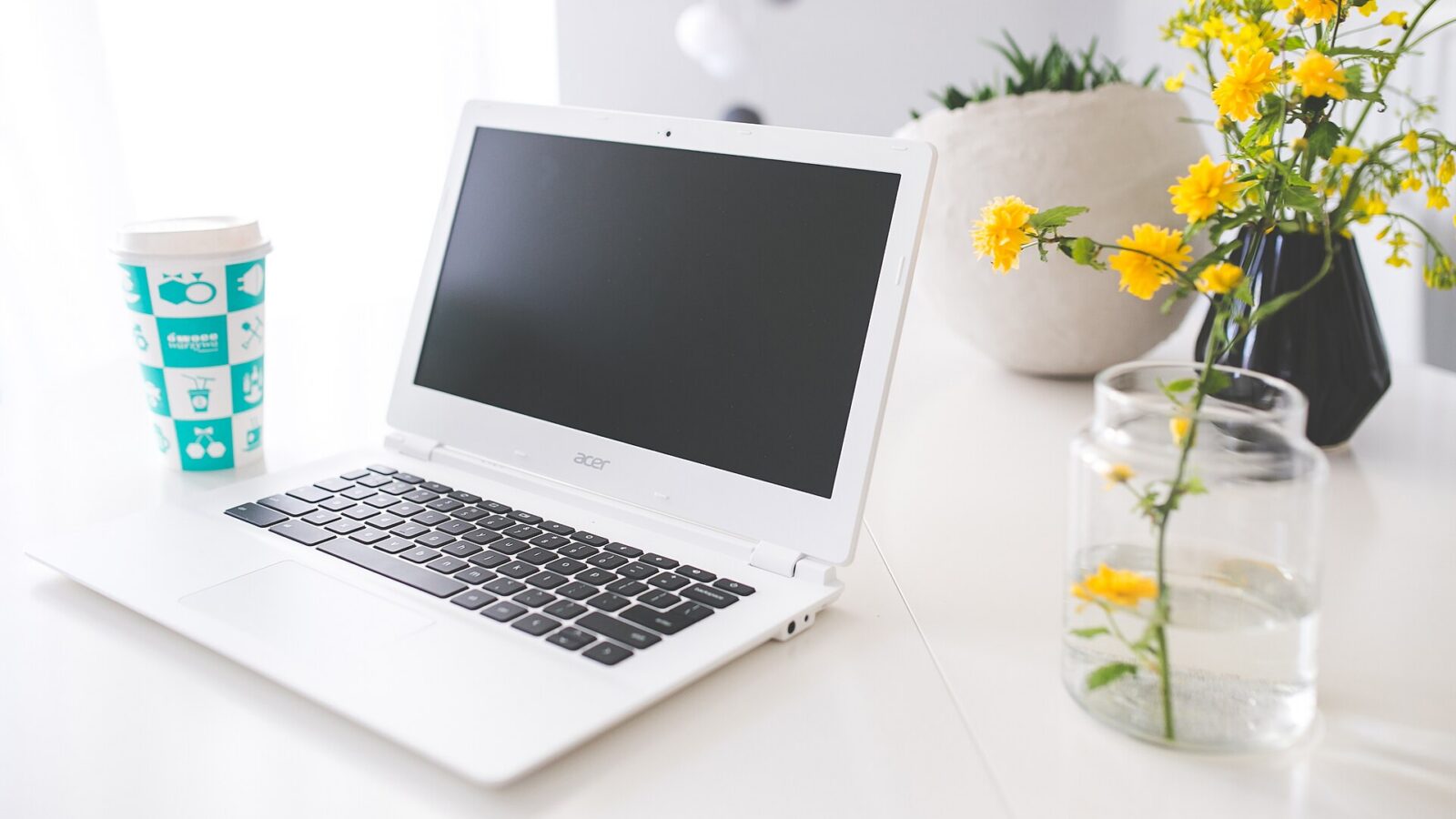 A laptop on a work desk